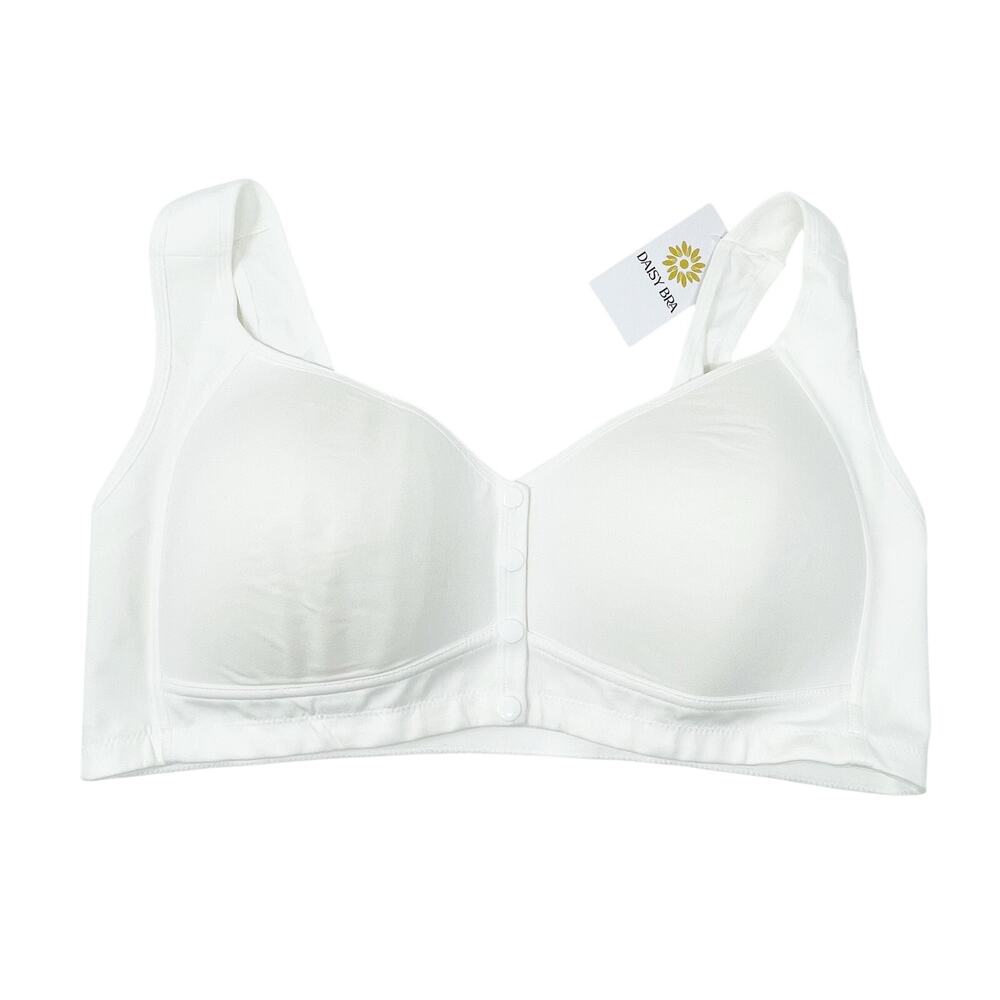 Daisy Bra NEW w Tag White Bra Front Clasp Size 3XL and Up Soft Cup Light Padding